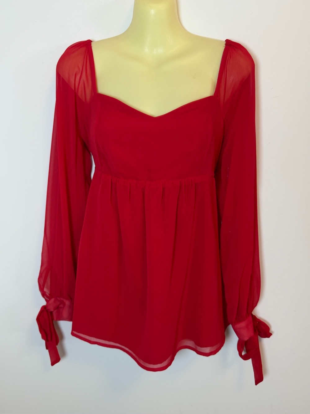 Isabel Maternity by Ingrid & Isabel Red Chiffon Peplum Long-Sleeve Nursing Top